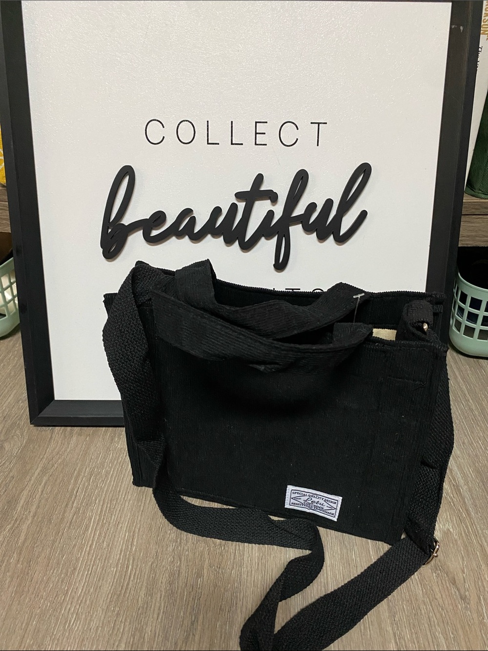 Unbranded Black Canvas Crossbody Bag with Adjustable Strap
